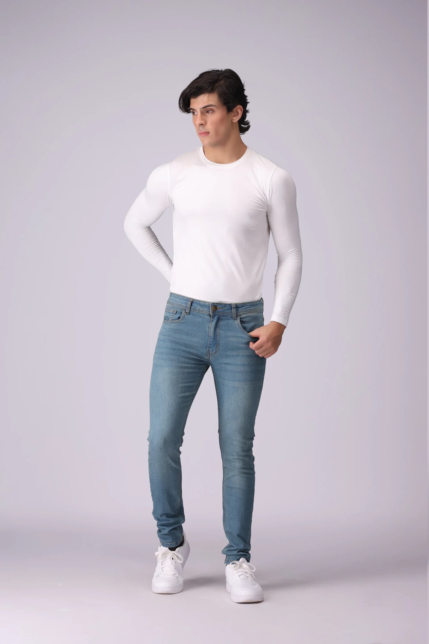 Skinny Fit Jeans With Top Stitches Men Jean Fall 2024 Core Comfort COUGAR- (Men Fall 2024)