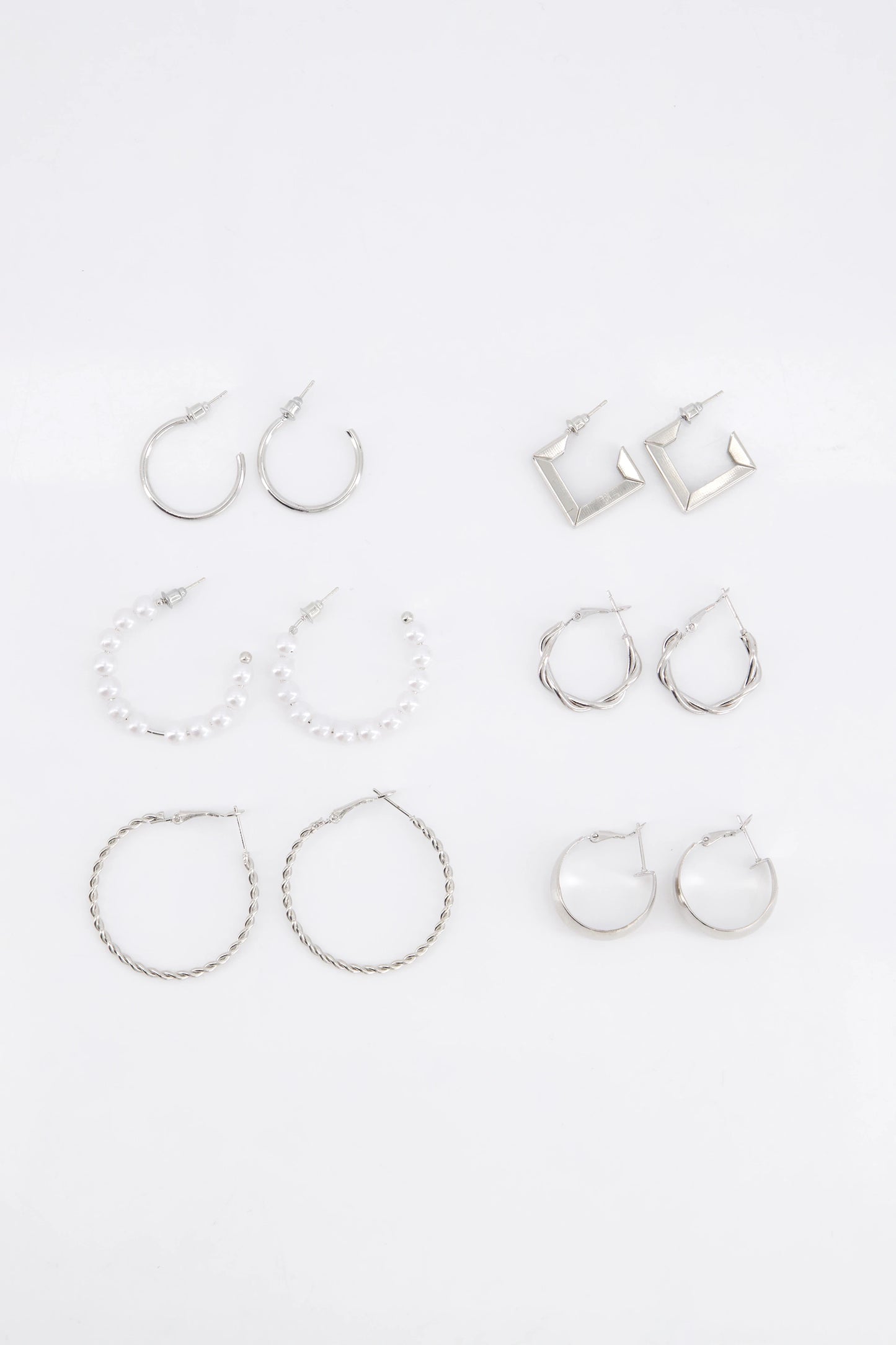 Hoop Earrings- Set of 6 Women Ear Ring Set Fall 2024 COUGAR C (Fall 2024) FSZ Silver