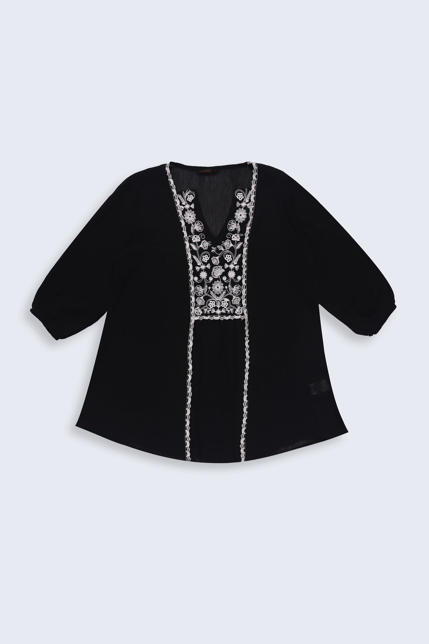 Boho Embroidered Top Women Top Fall 2024 COUGAR- (Women Fall 2024) XS Black 