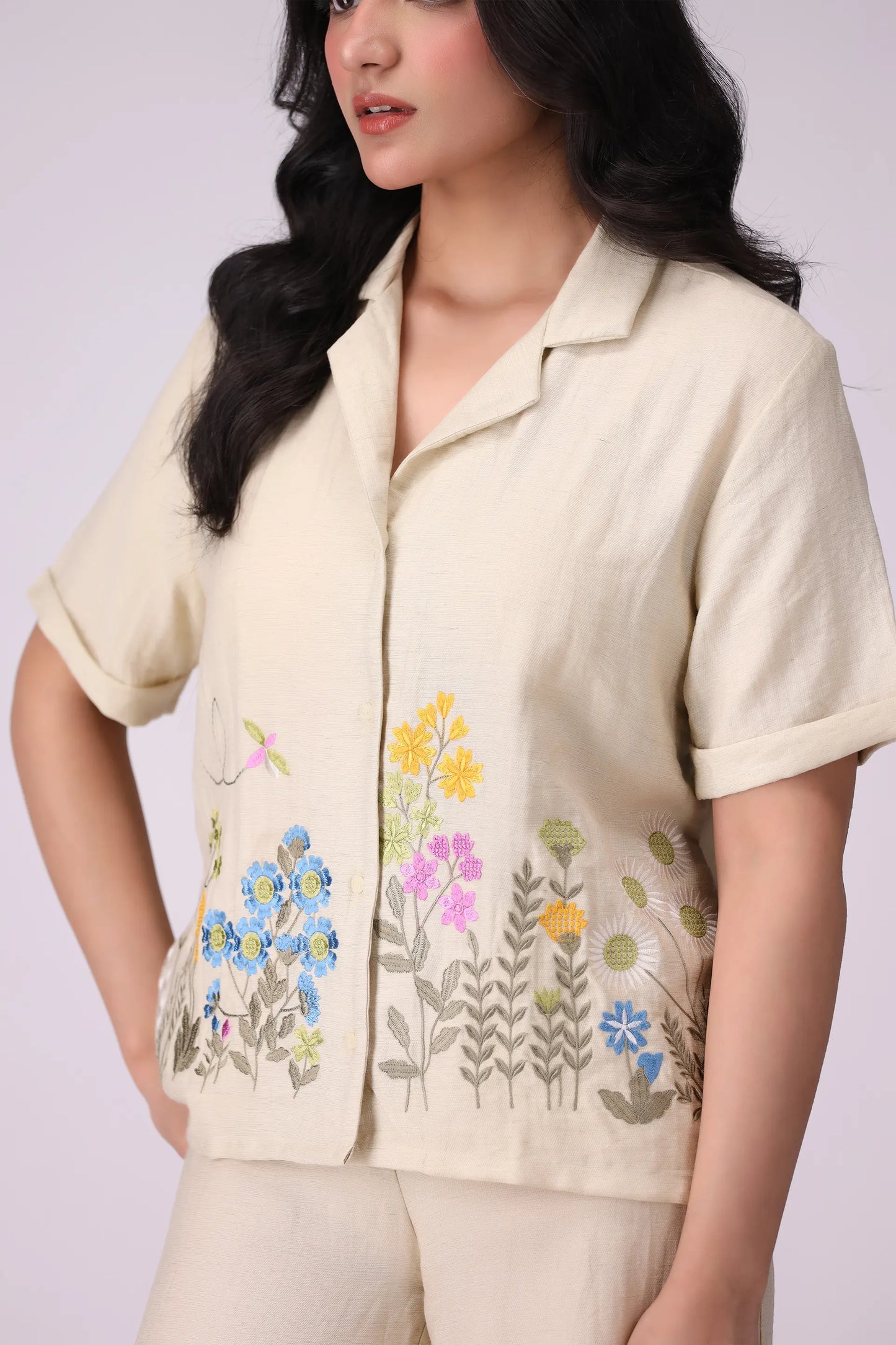 Resort Collar Embroidered Shirt Women Embroided Top COUGAR (S V-1 2025)