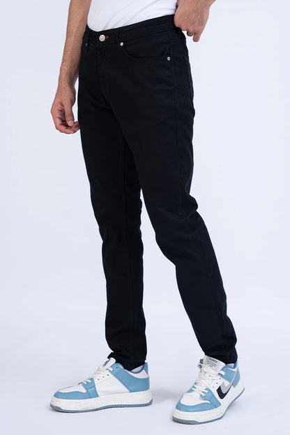 Black Slim Fit Five Pocket Pants Men 5-Pocket Summer V-3 2024 BACKDROP COUGAR- (Men V3 2024)   