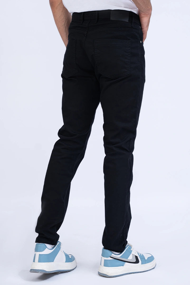 Black Slim Fit Five Pocket Pants Men 5-Pocket Summer V-3 2024 BACKDROP COUGAR- (Men V3 2024)   