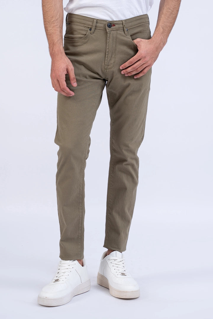 Olive Slim Fit 5 Pocket Pants Men 5-Pocket Fall 2024 COUGAR- (Men Fall 2024)