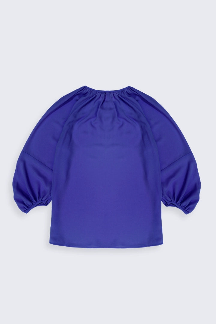 Pleated Royal Blue Top Women Top Summer V-1 2024 AURA COUGAR   