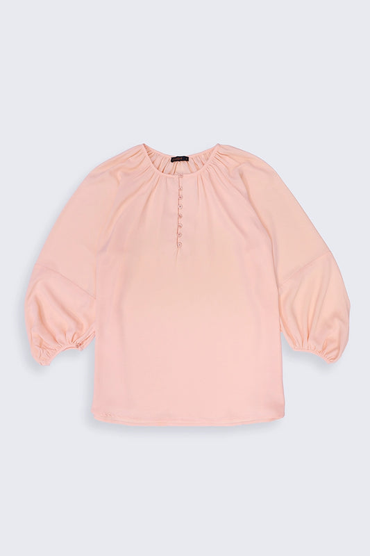 Pleated Peach Top Women Top Summer V-1 2024 AURA COUGAR XS Peach 