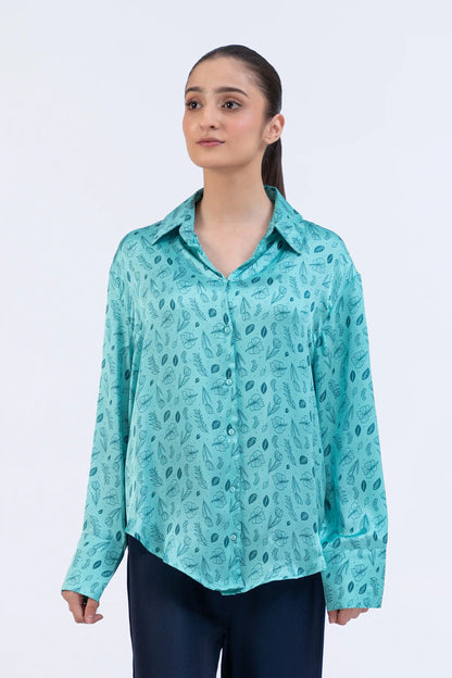 Printed Green Shirt Women Top Fall 2024 COUGAR- (Women Fall 2024) XS Green 