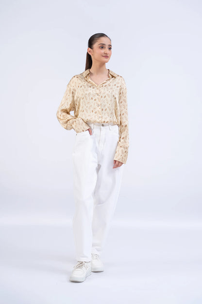 Printed Beige Shirt Women Top Fall 2024 COUGAR- (Women Fall 2024)   