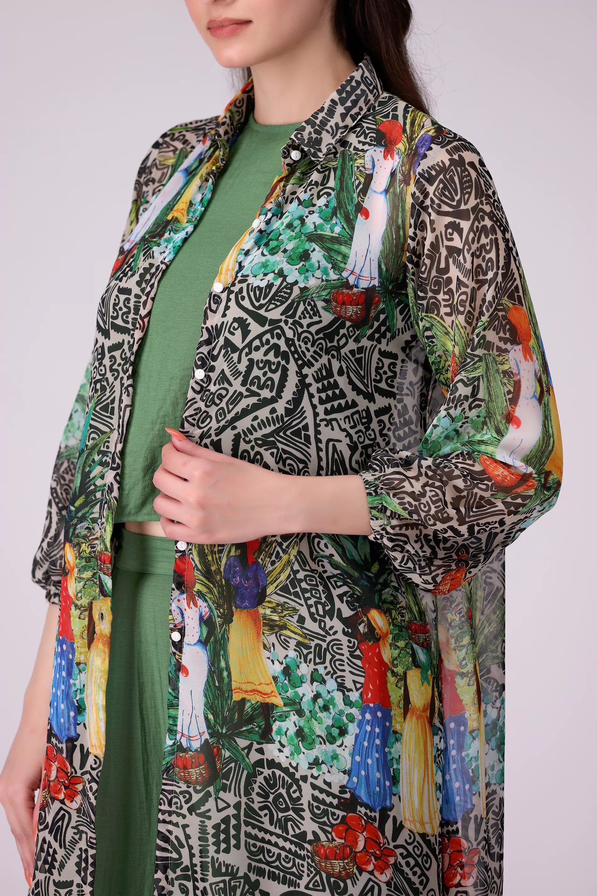 Printed Shrug Women Kimono Combo Top COUGAR (S V-1 2025)