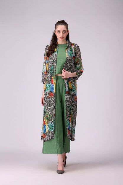 Printed Shrug Women Kimono Combo Top COUGAR (S V-1 2025) XS Green Women