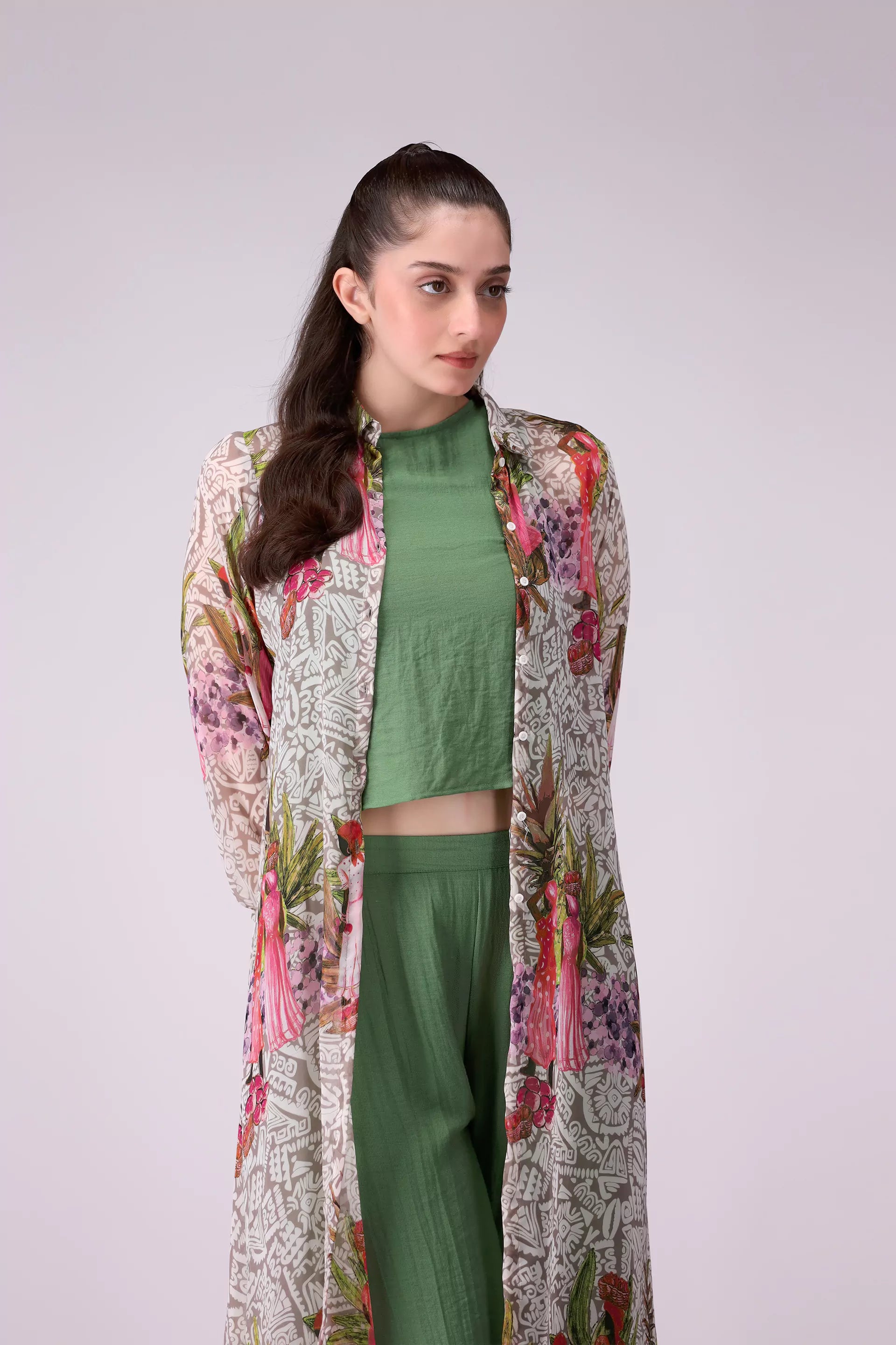 Printed Shrug Women Kimono Combo Top COUGAR (S V-1 2025)