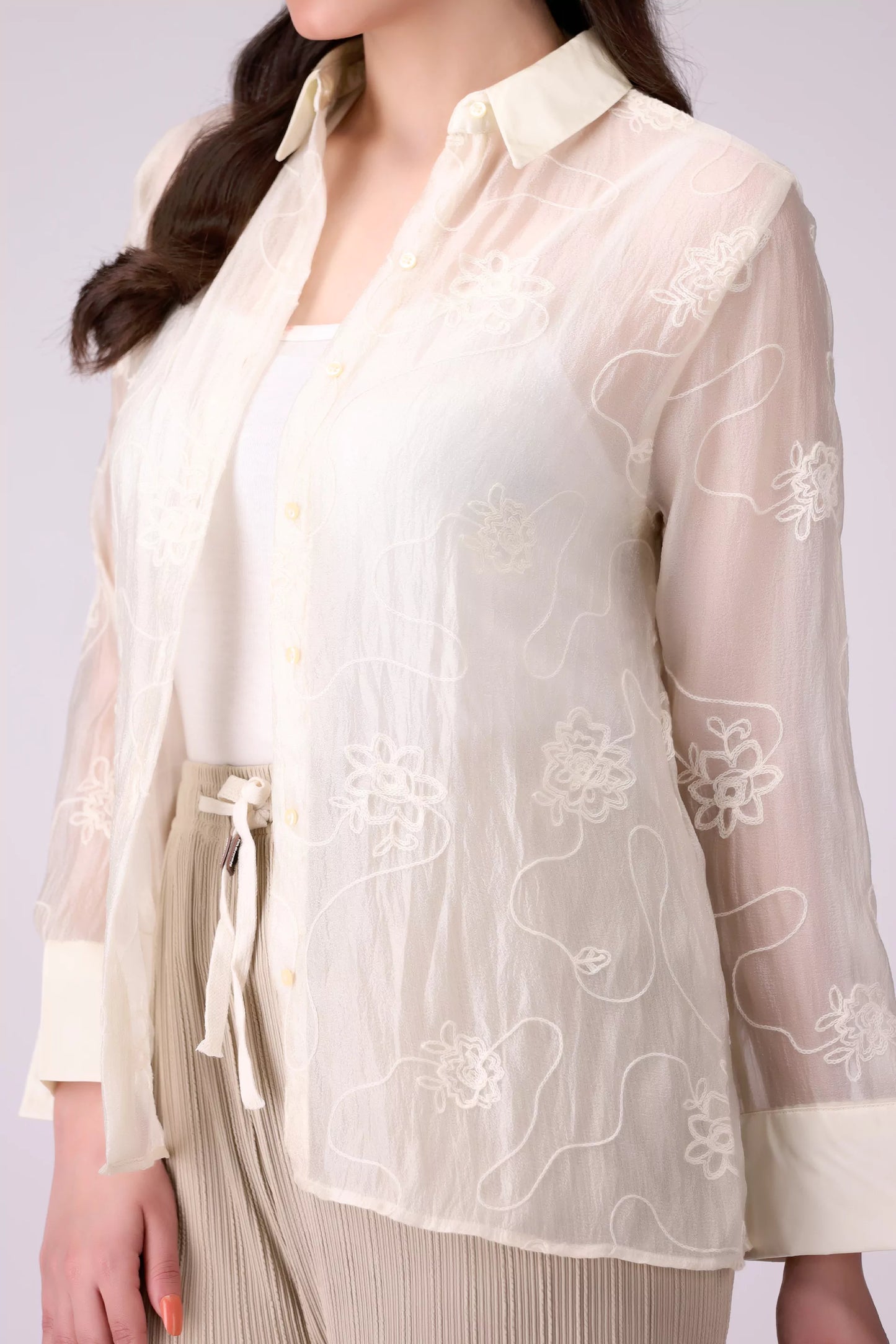 All-Over Embroidered Shirt Women Fashion Top COUGAR (S V-1 2025)