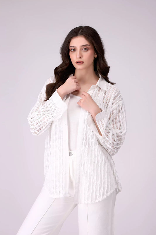 Button Down Knit Shirt Women Fashion Top COUGAR (S V-1 2025) XS White Women