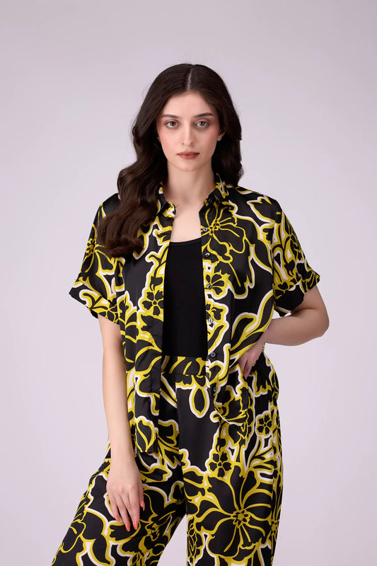 Printed Silk Top Women Fashion Top COUGAR (S V-1 2025) XS Black Women