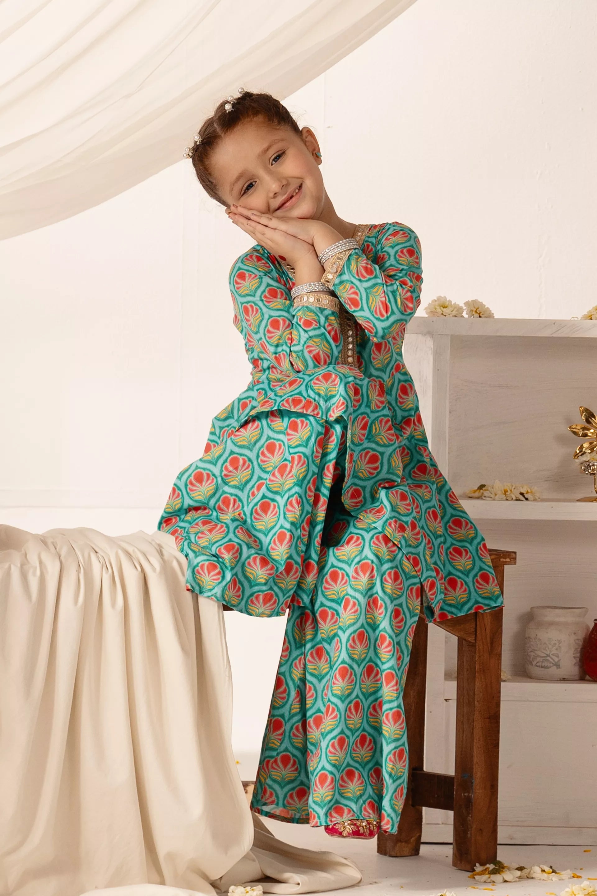 2 PC- Printed Lawn Suit Girl 2PC COUGAR Girl (S V-2 2025) 5-6 Y Green