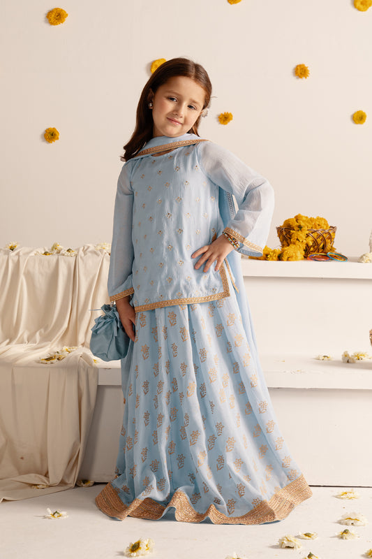 3 Piece- Embriodered Chiffon Suit Girl 3PC COUGAR Girl (S V-1 2025)