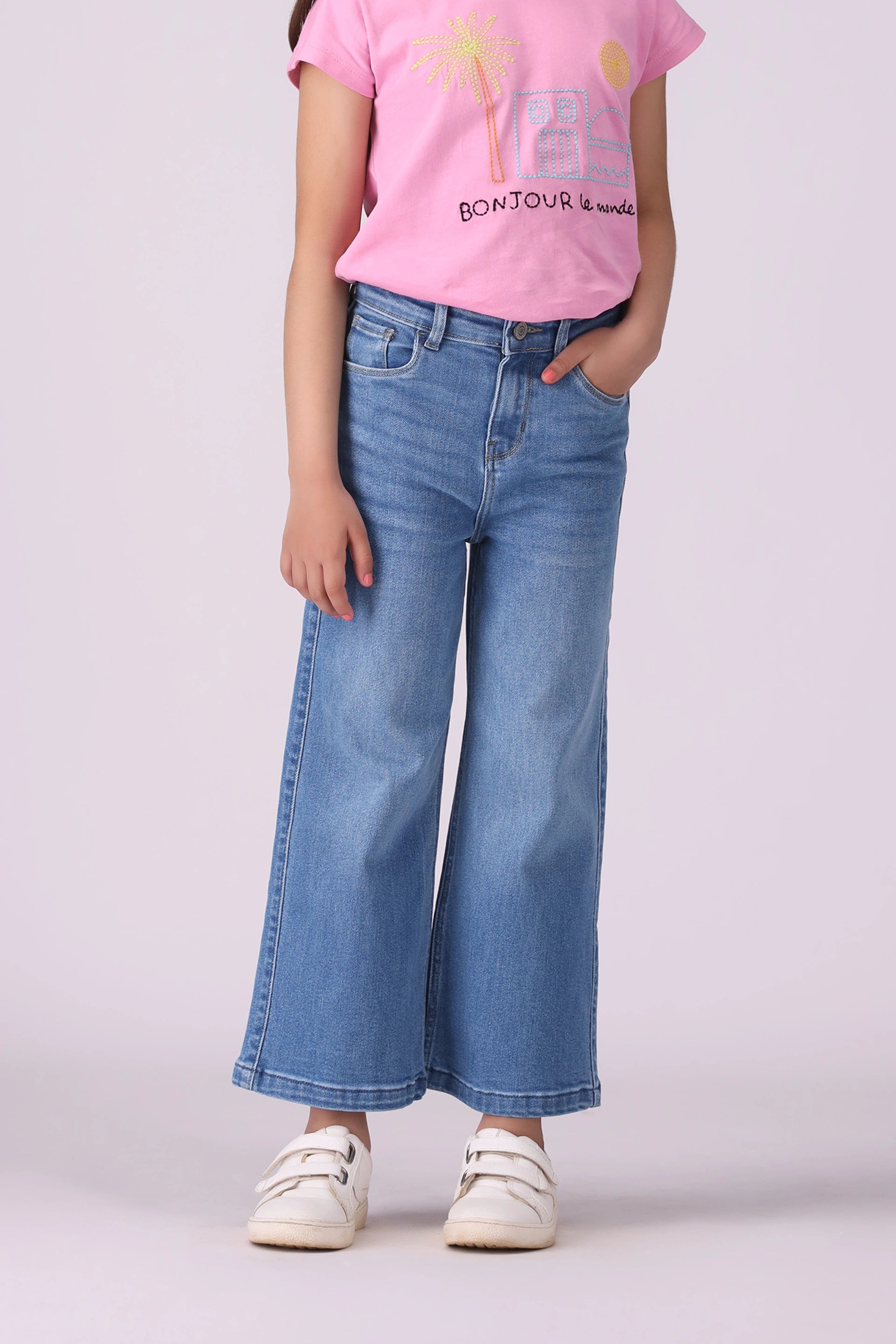 Wide Leg Jeans Girl Jeans COUGAR (S V-1 2025) 5-6 Y Blue Girl