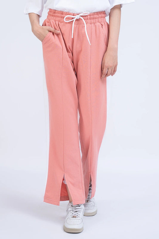 Pink Side Paneled Trousers Women Trouser Summer V-3 2024 BACKDROP COUGAR- (Women V3 2024) XS Pink 