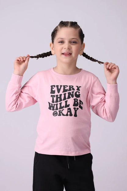 Slogan Printed T-Shirt Girl Tee Fall 2024 COUGAR- (Girl Junior Fall 2024) 5-6 Y Pink 