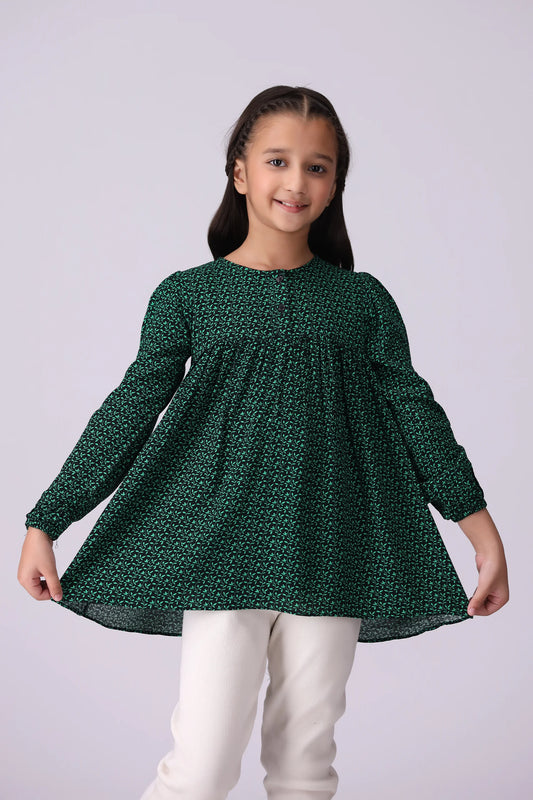 Printed Top Girl Top Fall 2024 COUGAR- (Girl Junior Fall 2024) 5-6 Y Green 