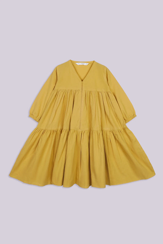 Tiered Dress Girl Long Top COUGAR (S V-1 2025) 5-6 Y Mustard Girl