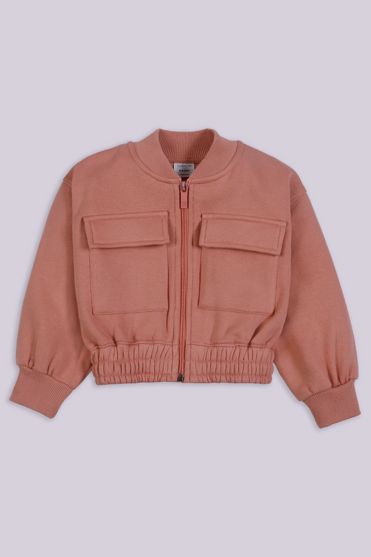 Flap Pocket Fleece Jacket Girl Jacket Winter 2024 COUGAR- (Girl Junior Winter 2024) 5-6 Y Pink 