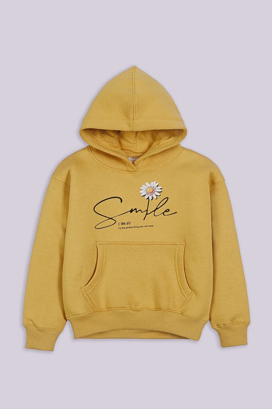 Smile Graphic Hoodie Girl Hood Winter 2024 COUGAR- (Girl Junior Winter 2024) 5-6 Y Mustard 