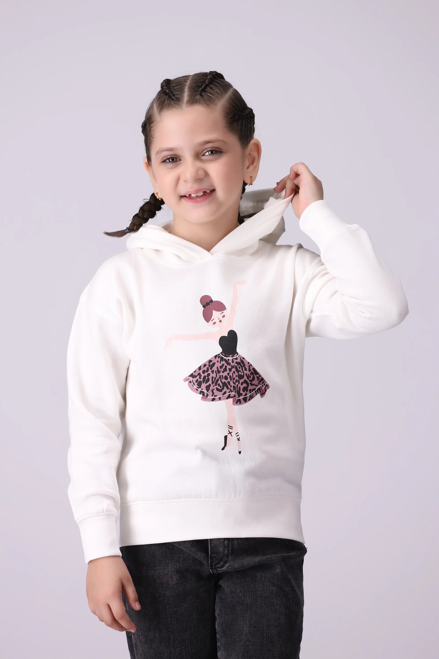 Graphic Fleece Hoodie Girl Hood Winter 2024 COUGAR- (Girl Junior Winter 2024)   