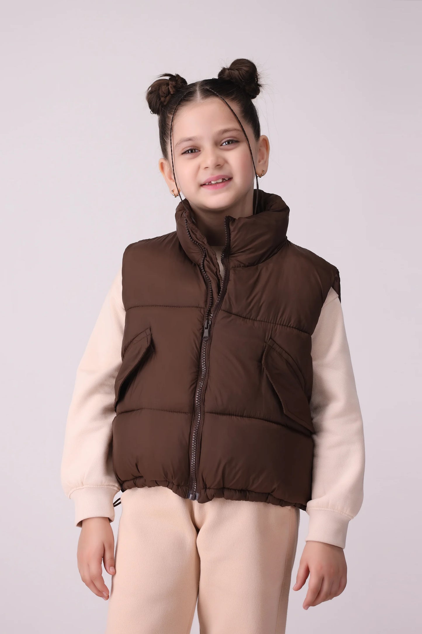 Puffer Down Jacket Girl Jacket Winter 2024 COUGAR- (Girl Junior Winter 2024) 5-6 Y Coffee Girl