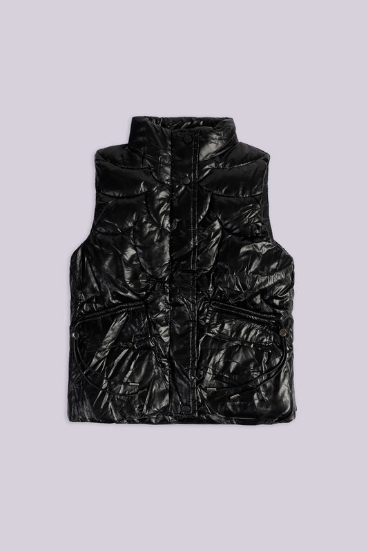 Quilted Gilet With Flap Pockets Girl Jacket Winter 2024 COUGAR- (Girl Junior Winter 2024) 5-6 Y Black Girl