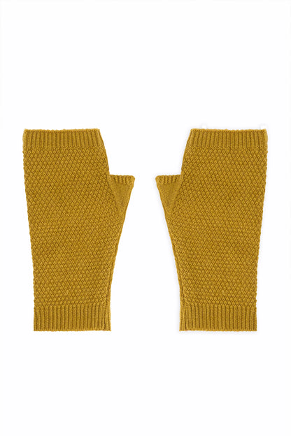 Textured Knit Fingerless Gloves Gloves Winter 2024 Knit Story COUGAR C (Winter 2024) FSZ Mustard