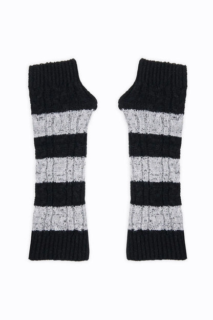 Striped Fingerless Long Gloves Gloves Winter 2024 Knit Story COUGAR C (Winter 2024) FSZ Grey