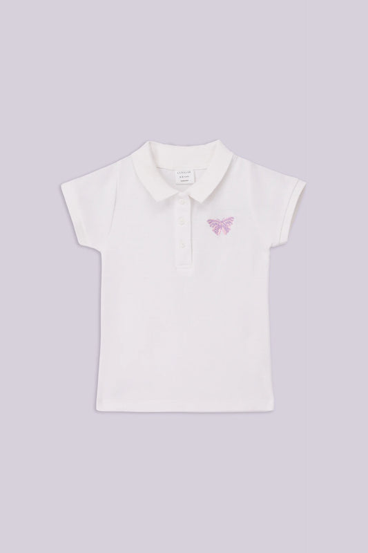 Pique Polo With Embroidered Butterfly Girl Polo COUGAR Girl (S V-1 2025)