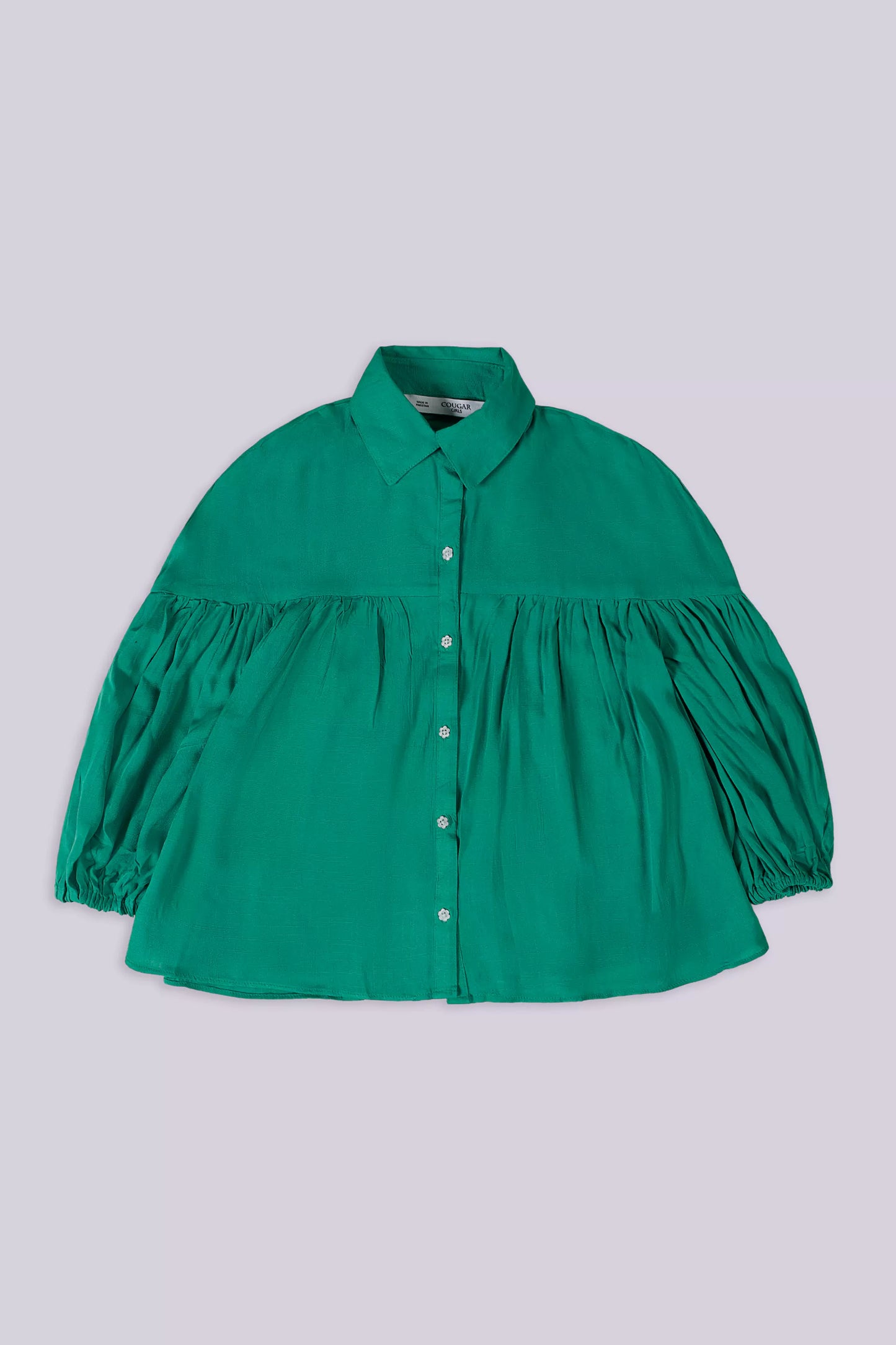 Pleated Shirt Girl Fashion Top COUGAR (S V-1 2025) 5-6 Y Green Girl