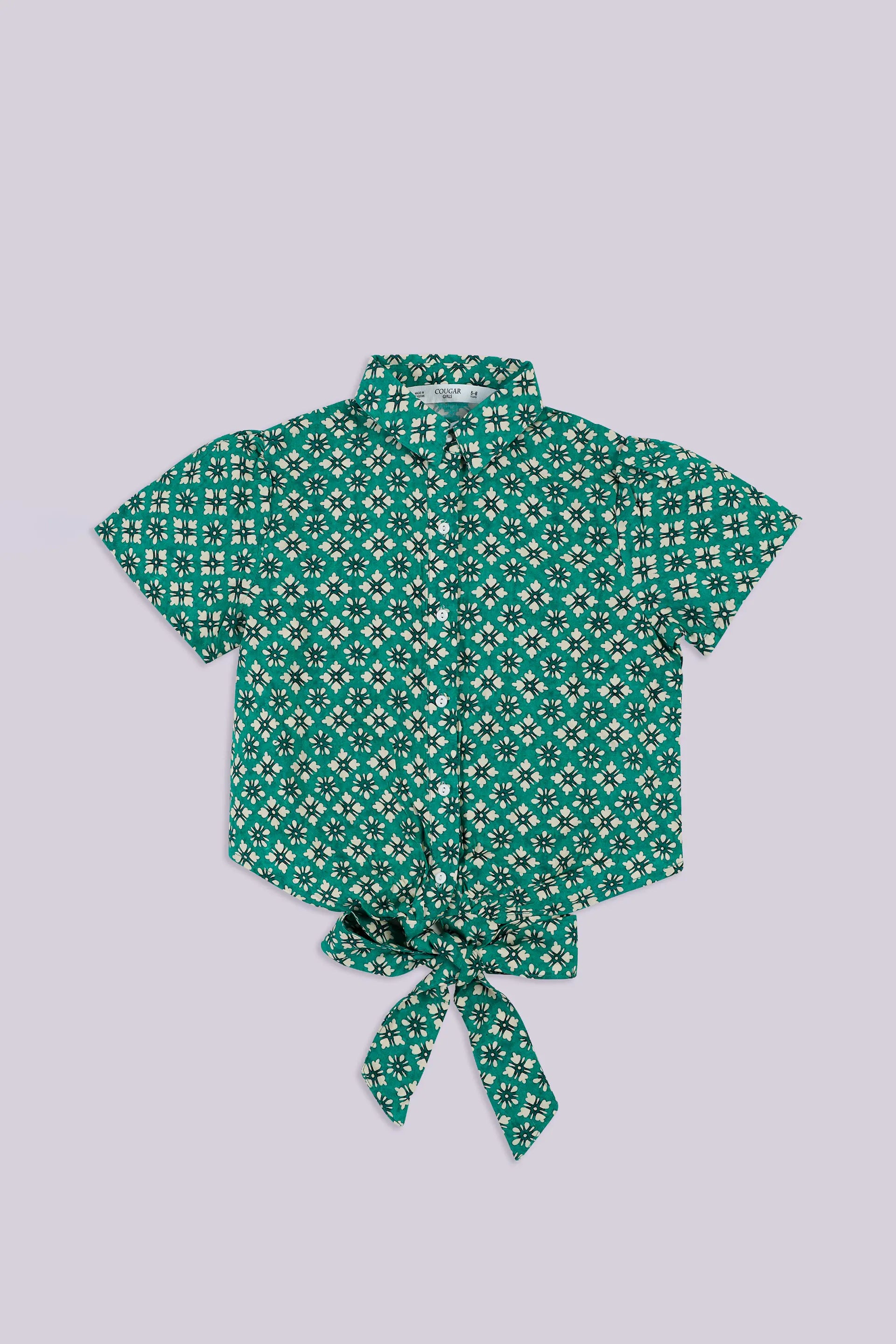 Knot Front Shirt Girl Fashion Top COUGAR (S V-1 2025) 5-6 Y Green Girl