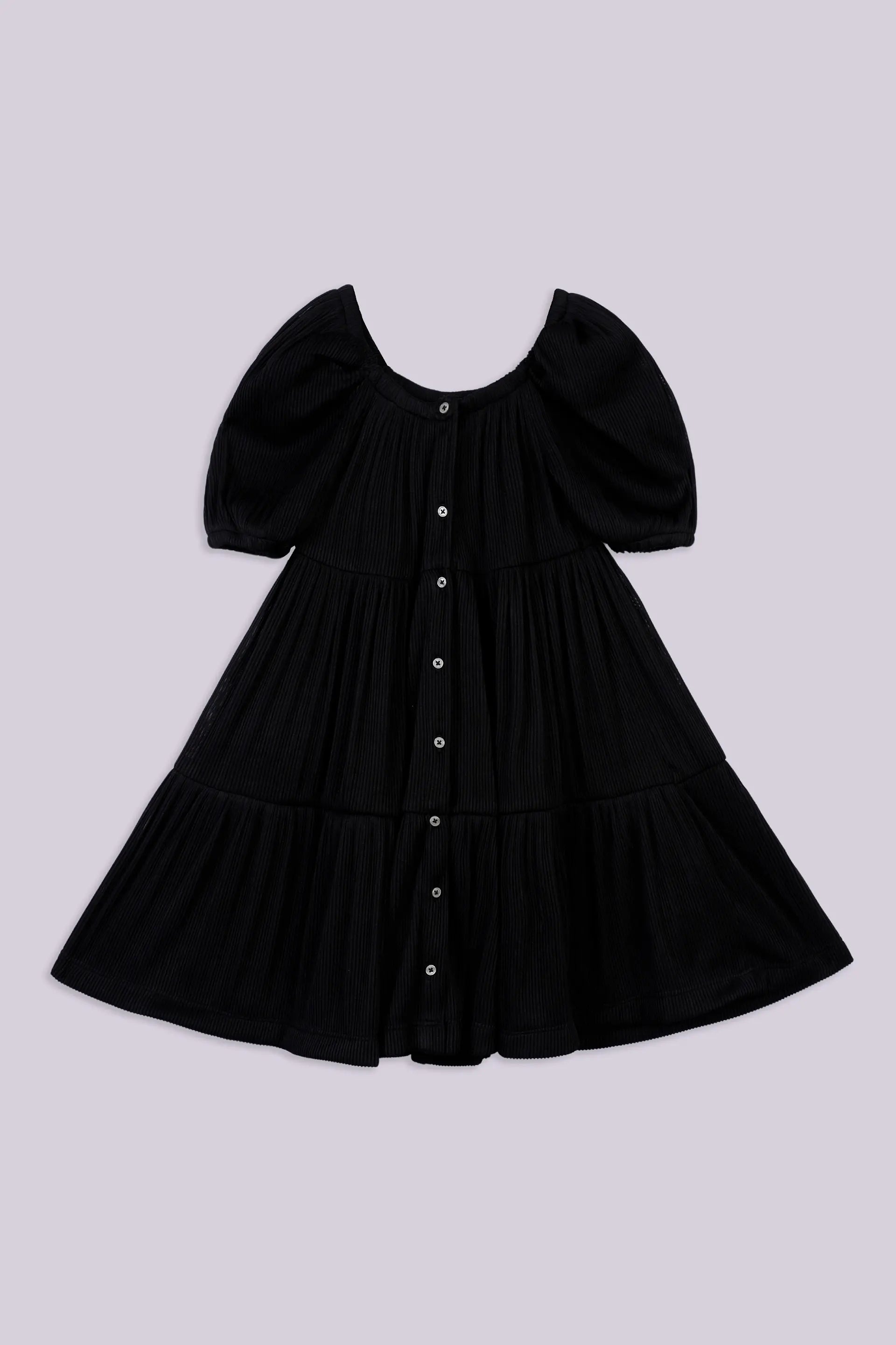 Puff Sleeves Textured Dress Girl Frock COUGAR (S V-1 2025) 5-6 Y Black Girl