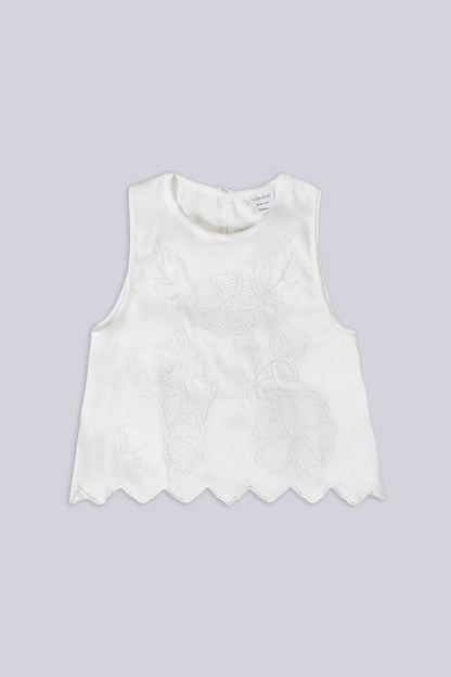 Sleeveless Embroidered Top Girl Embroided Top COUGAR (S V-1 2025) 5-6 Y White Girl