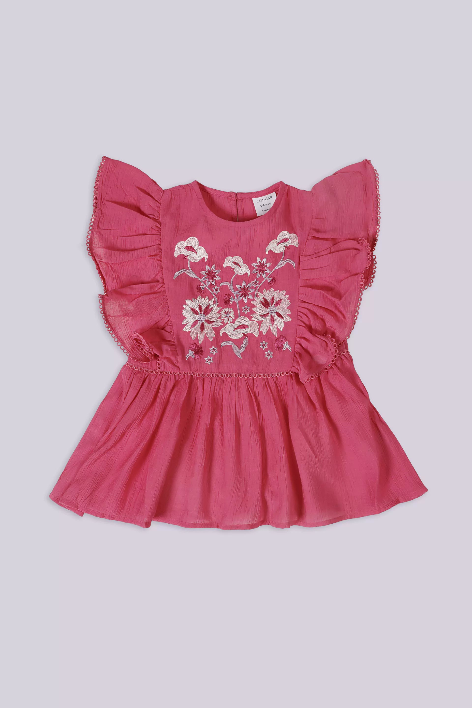 Embroidered Ruffle Dress Girl Embroided Top COUGAR (S V-1 2025) 5-6 Y Pink Girl