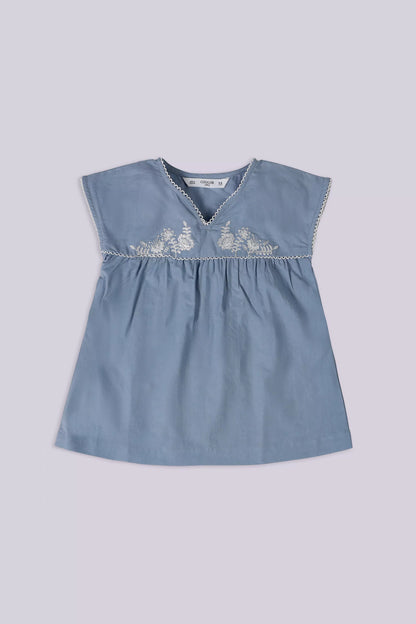 Sleeveless Embroidered Dress Girl Embroided Top COUGAR (S V-1 2025) 5-6 Y Sky Girl