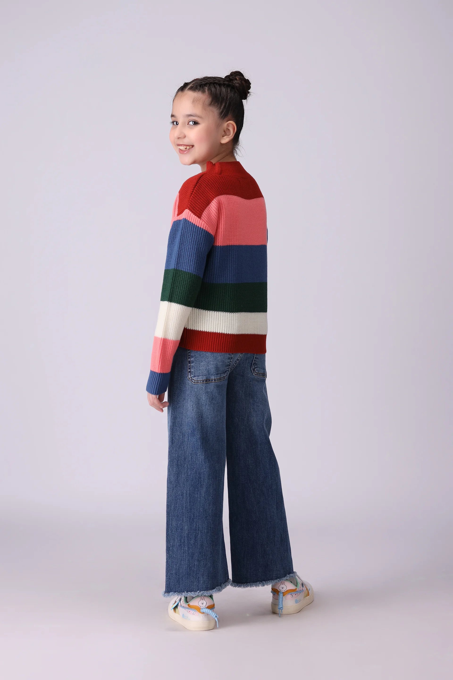 Striped Sweater Girl Sweater Winter 2024 COUGAR- (Girl Junior Winter 2024)   