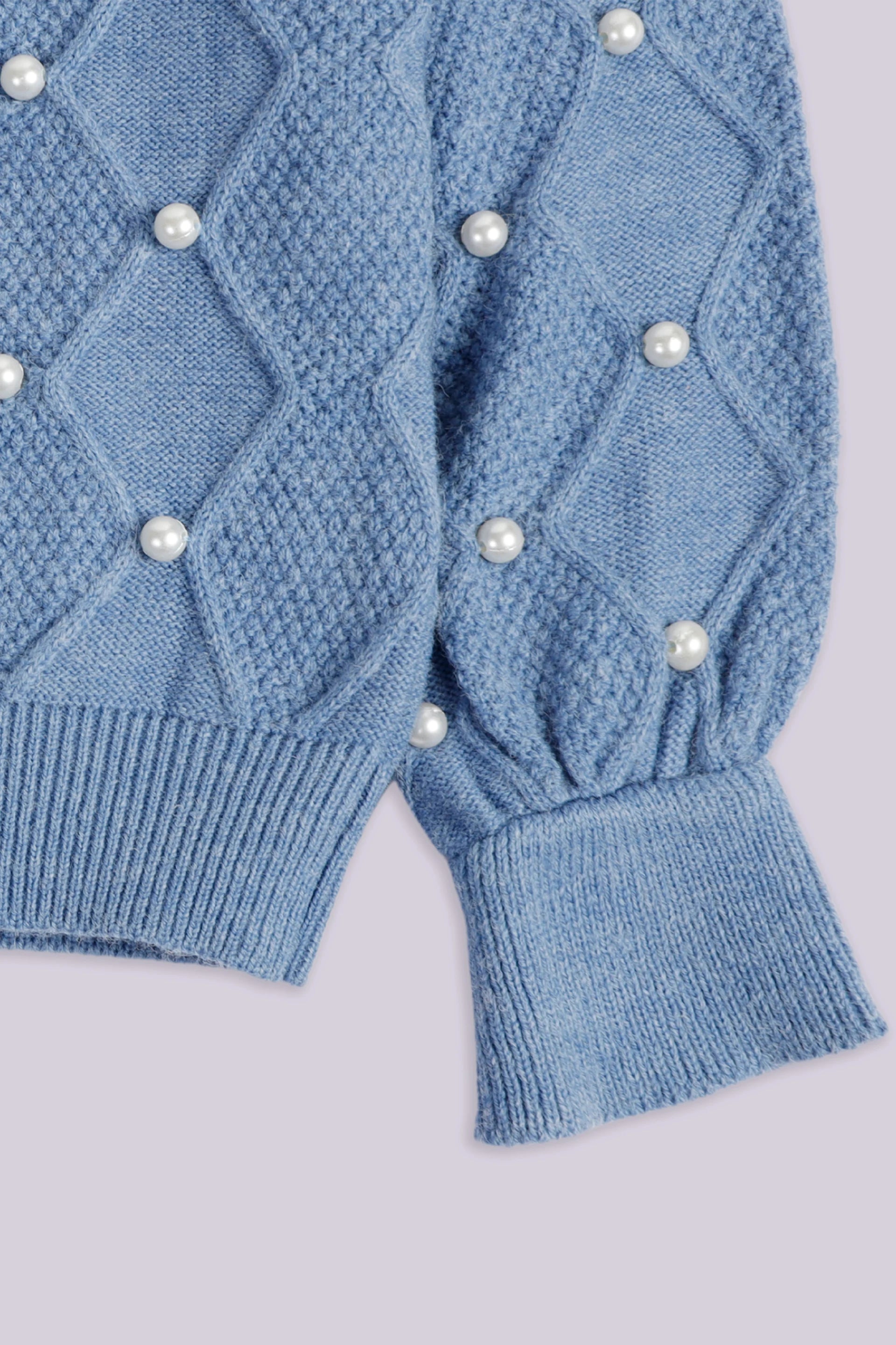 Cable Knit Sweater With Pearl Details Girl Sweater Winter 2024 COUGAR- (Girl Junior Winter 2024)