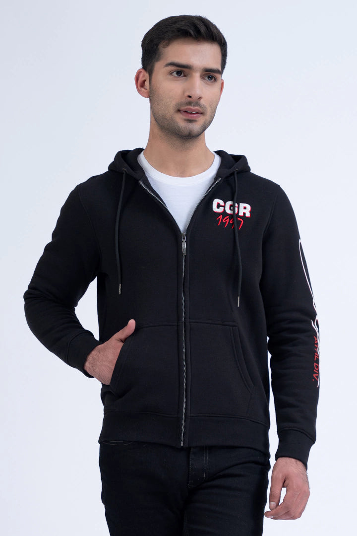 Black Zip-Up Hoodie Men Hoodie Winter 2023 Sportifall COUGAR   