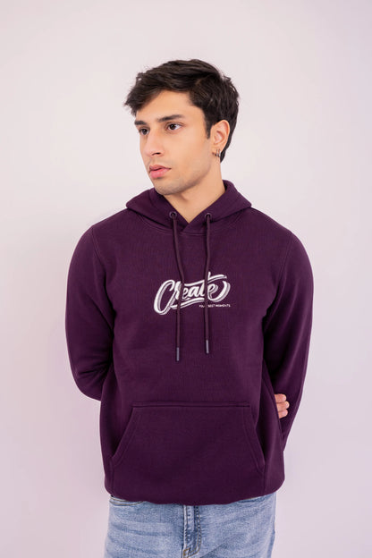 CREATE Embroidered Hoodie Men Hood Winter 2024 Knit Story COUGAR- (Men Winter 2024) S Purple 