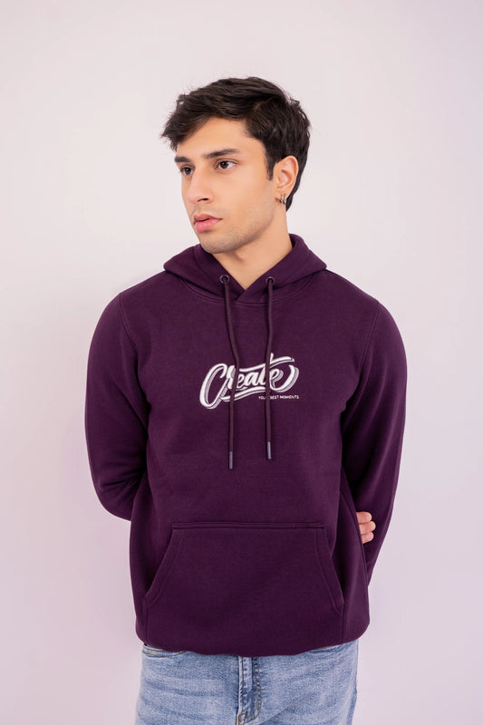 CREATE Embroidered Hoodie Men Hood Winter 2024 Knit Story COUGAR- (Men Winter 2024) S Purple Men