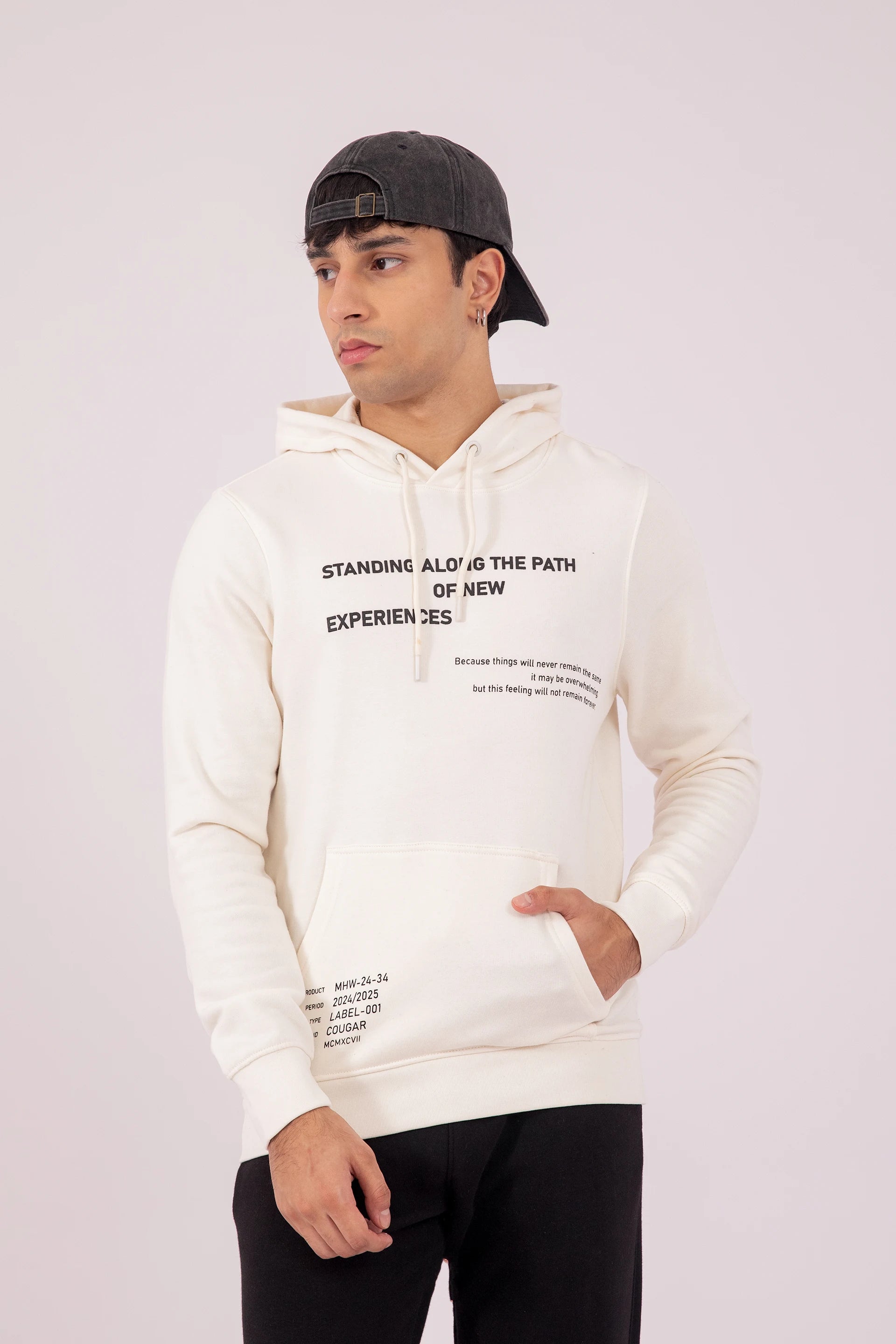 Slogan Printed Hoodie Men Hood Winter 2024 Knit Story COUGAR- (Men Winter 2024)   