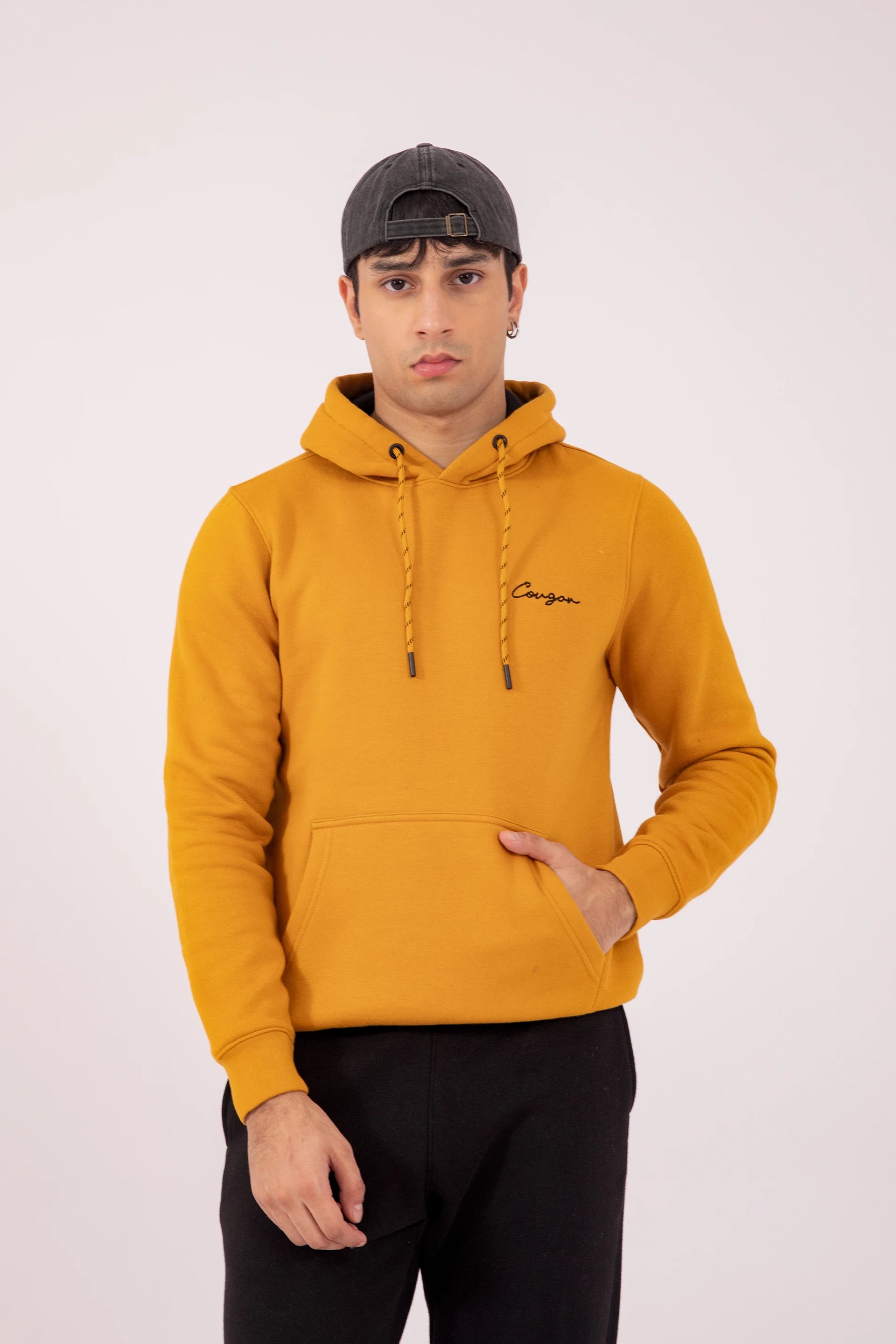 Brushed Cougar's Signature Hoodie Men Hood Winter 2024 Knit Story COUGAR- (Men Winter 2024) S Mustard 