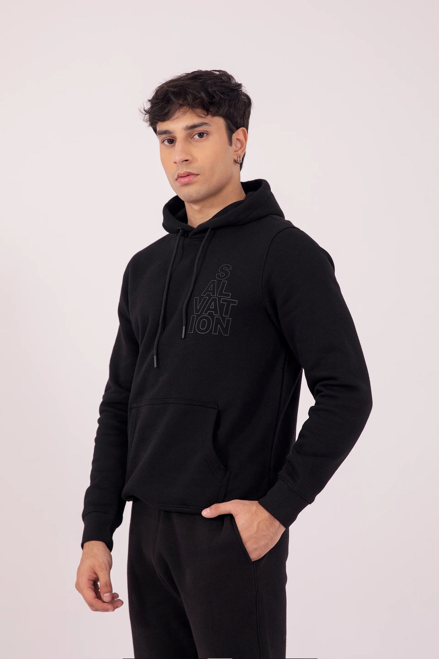 Slogan Hoodie Men Hood Winter 2024 Knit Story COUGAR- (Men Winter 2024) S Black Men