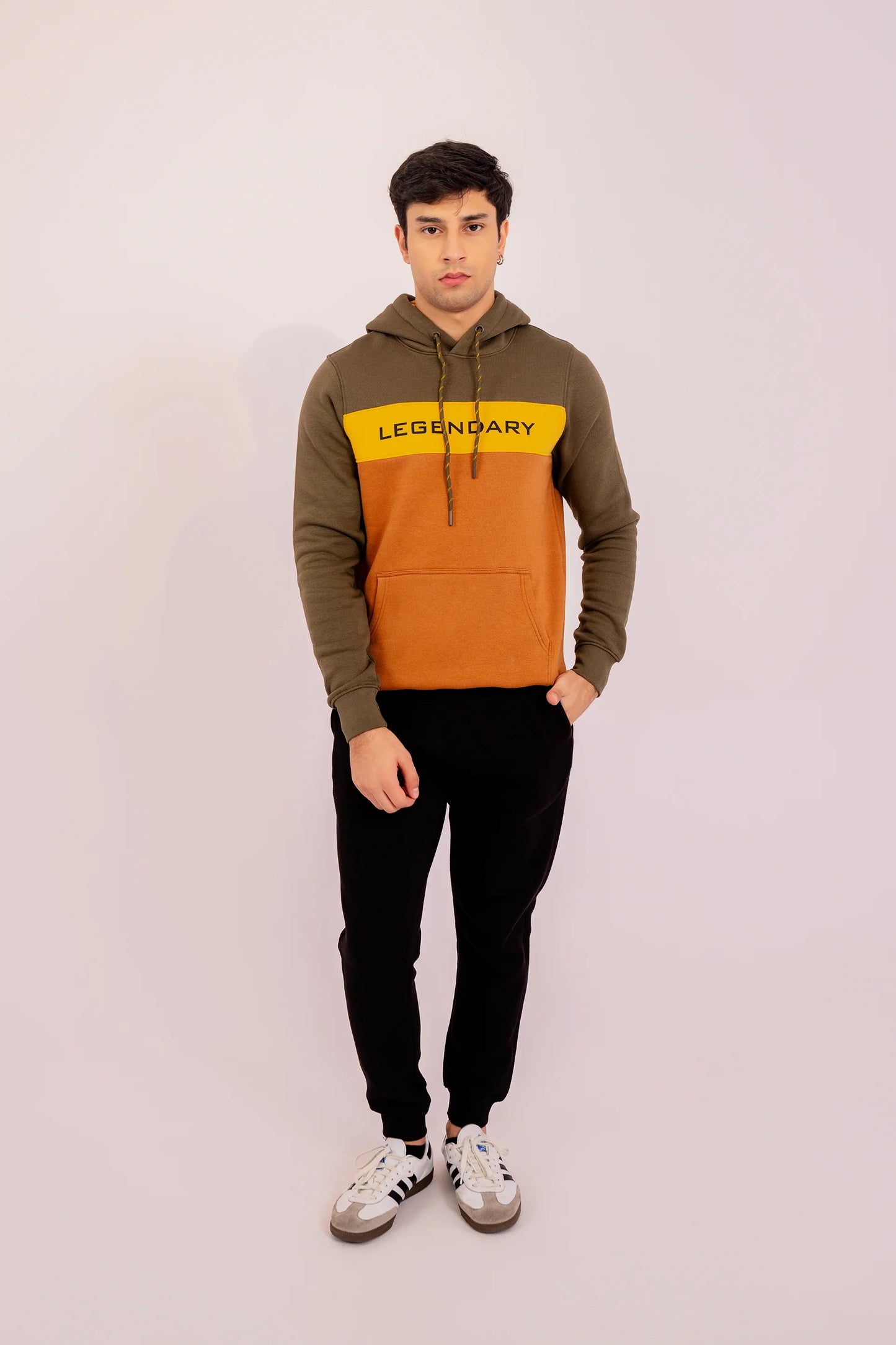 LEGENDARY Color Block Hoodie Men Hood Winter 2024 Knit Story COUGAR- (Men Winter 2024) S Caramel 