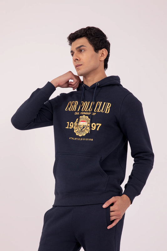 Contrast Text Hoodie Men Hood Winter 2024 Knit Story COUGAR- (Men Winter 2024) S NAVY Men