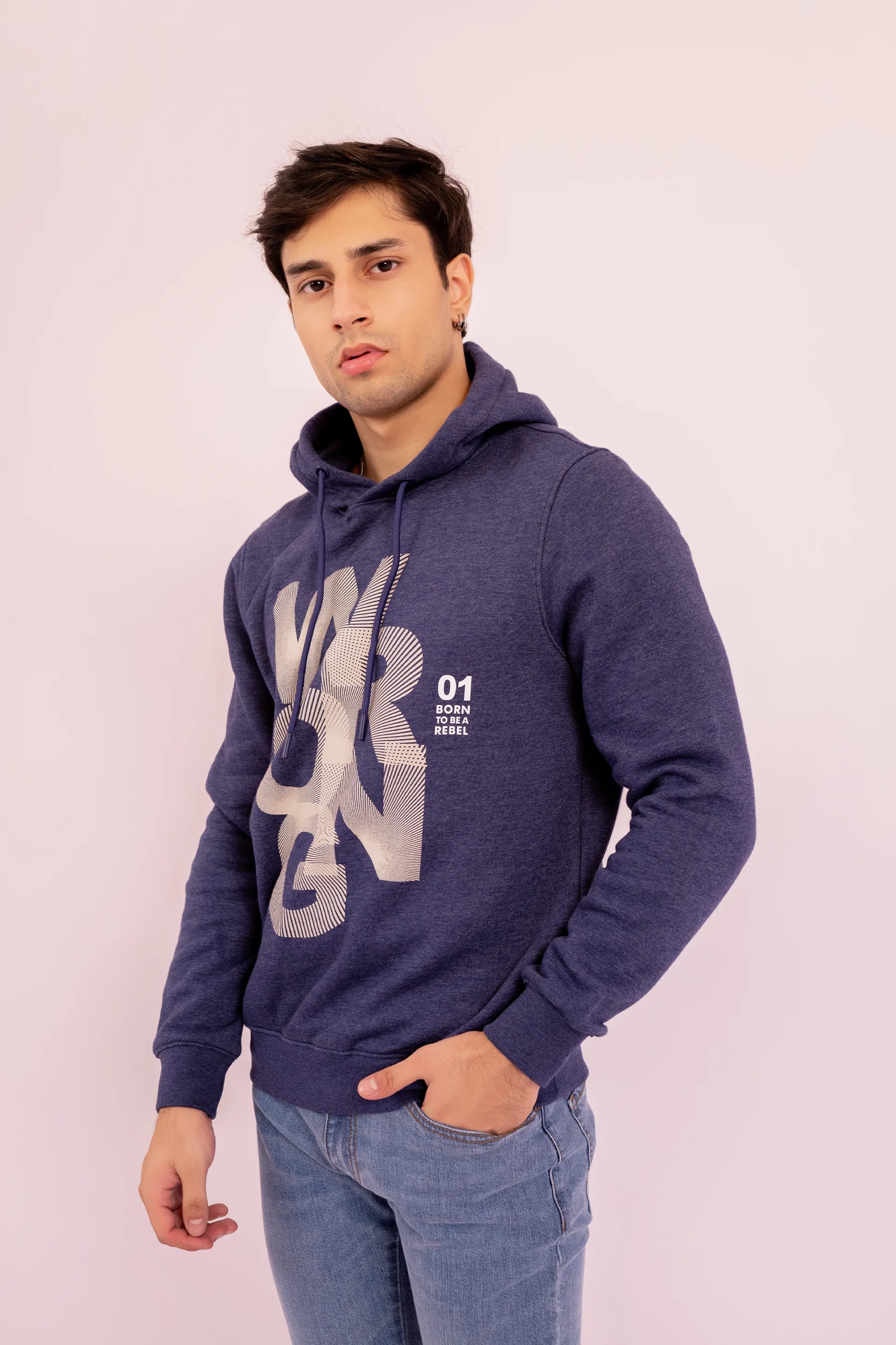 Mélange Pullover Hoodie Men Hood Winter 2024 Knit Story COUGAR- (Men Winter 2024) S Blue 