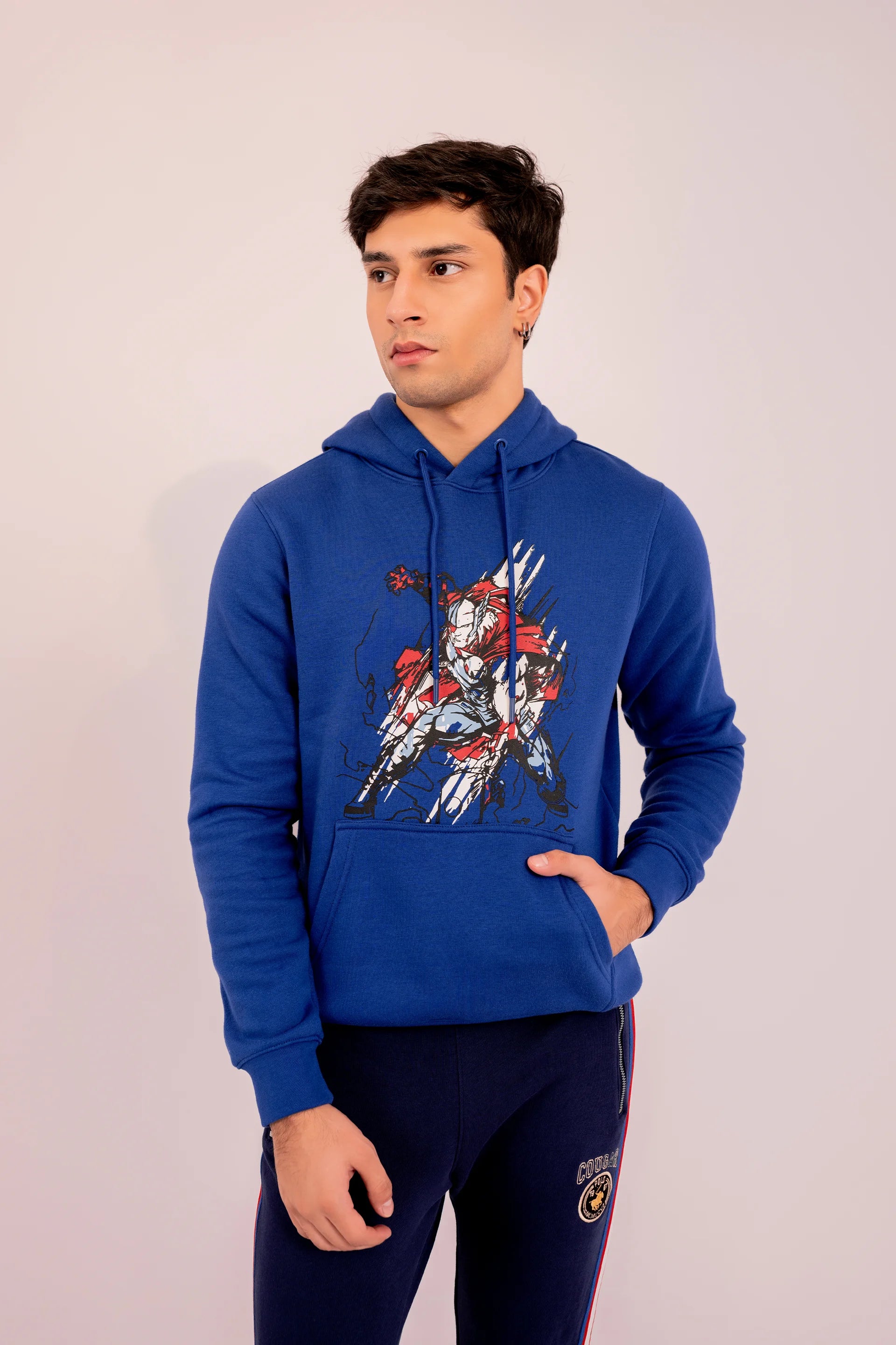 Character Graphic Hoodie Men Hood Winter 2024 Knit Story COUGAR- (Men Winter 2024) S Blue 